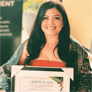 Woman holding a certificate