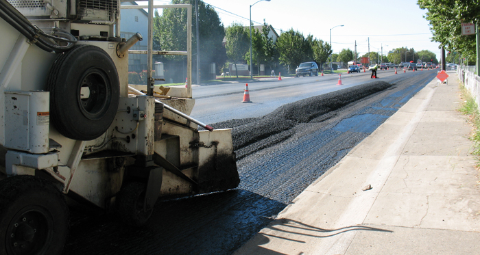 Paving a street.