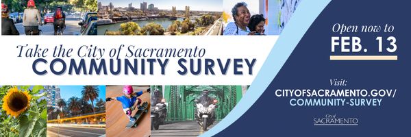 Banner asking people to take the City of Sacramento Community Survey