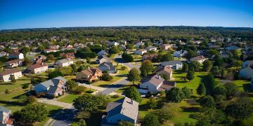 Arial view of single family home community