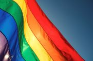 Pride flag waving in the wind