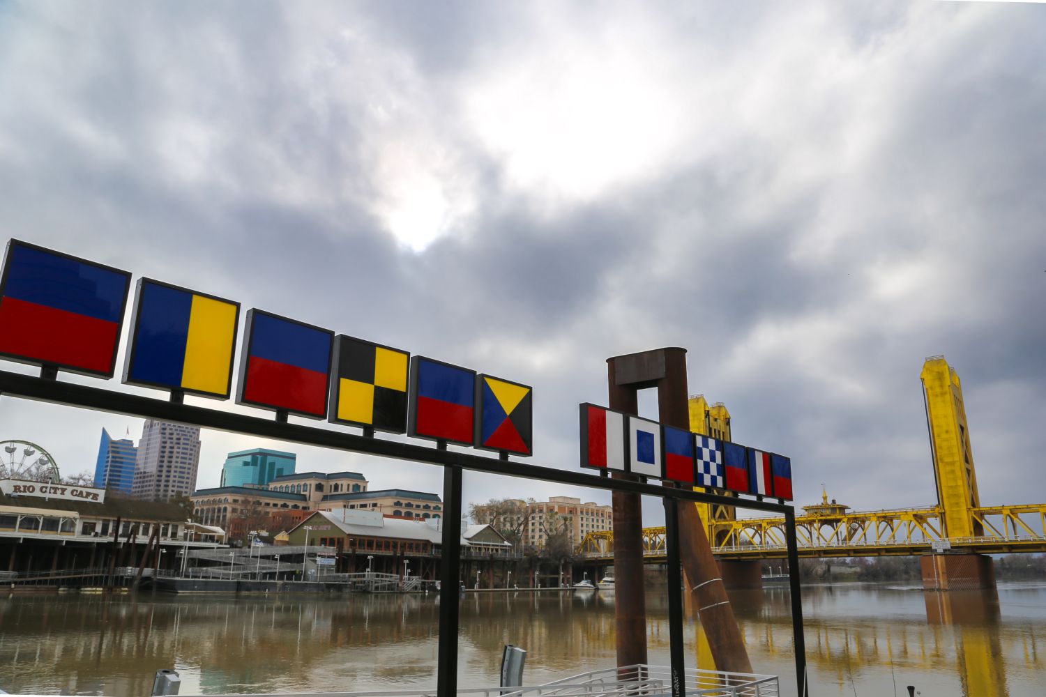 image of art with river and downtown Sacramento 
