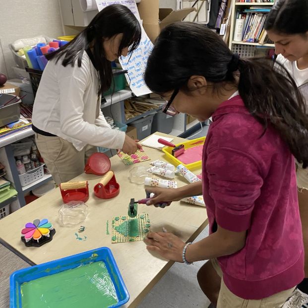 Students working