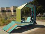 A colorful pathway becomes a louse structure.