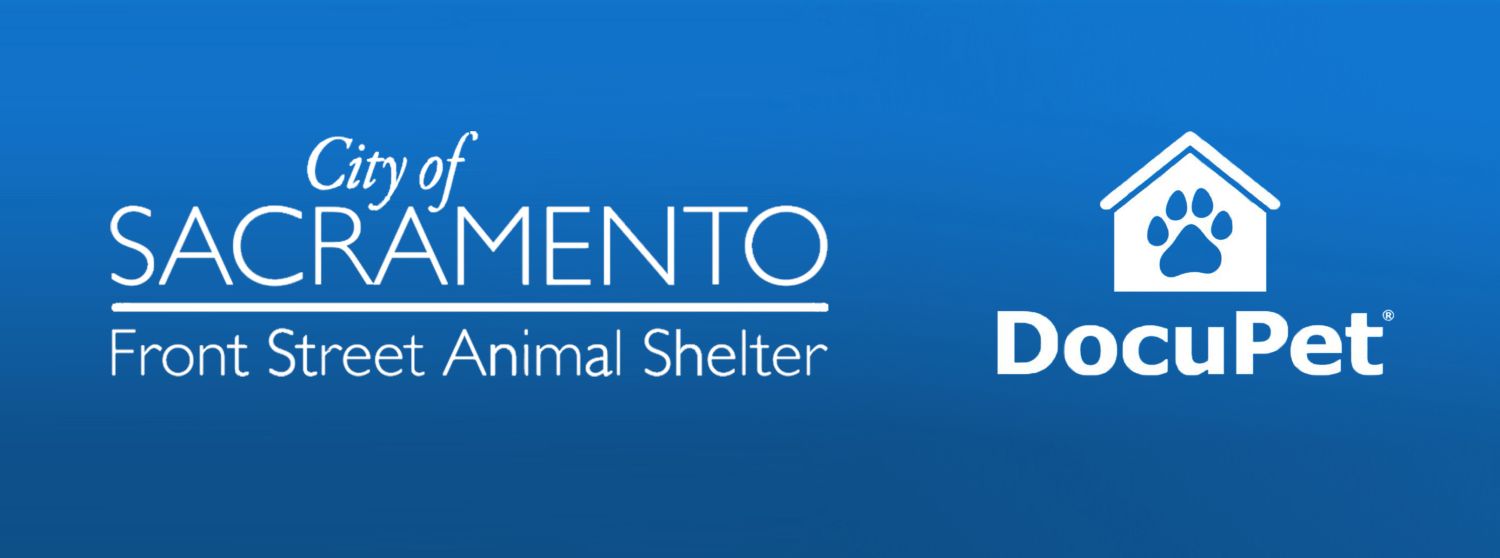 City of Sacramento Front Street Animal Shelter logo and DocuPet logo on a blue background