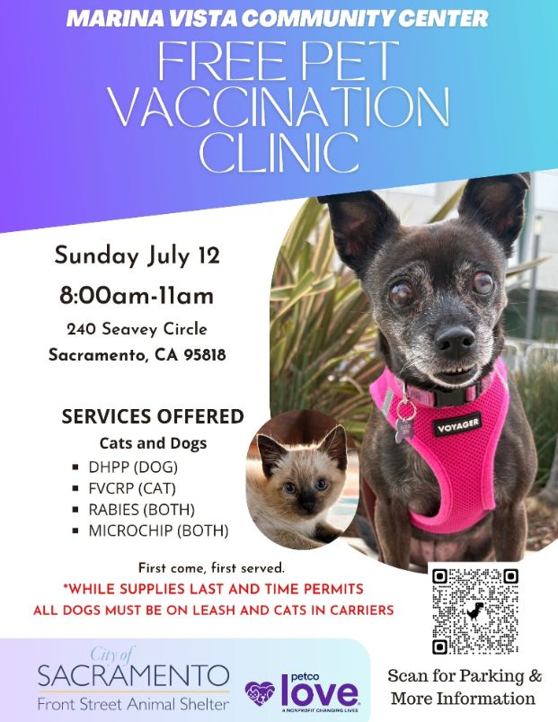 free vaccination and microchip clinic flyer