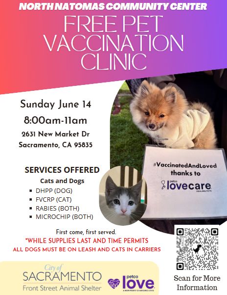 free vaccination and microchip clinic flyer