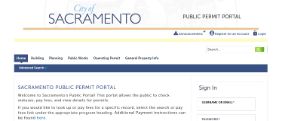 Screenshot of City of Sacramento Public Permit Portal
