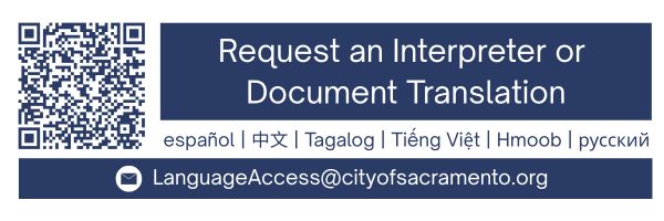 Image of a QR Code that can be scanned for requesting an interpreter or document translation