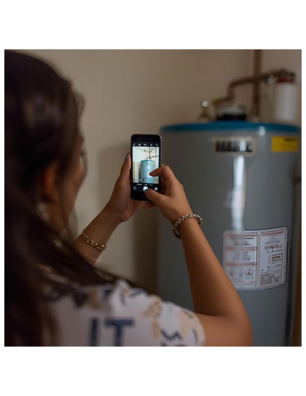 Image of a person taking a picture of a water heater