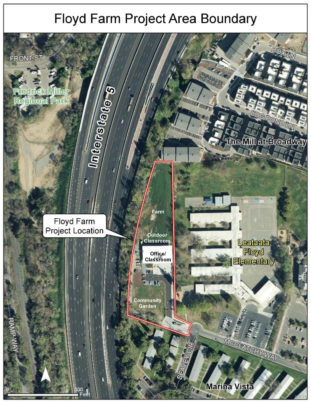 Satelite view of the Floyd Farm Project Area Boundary
