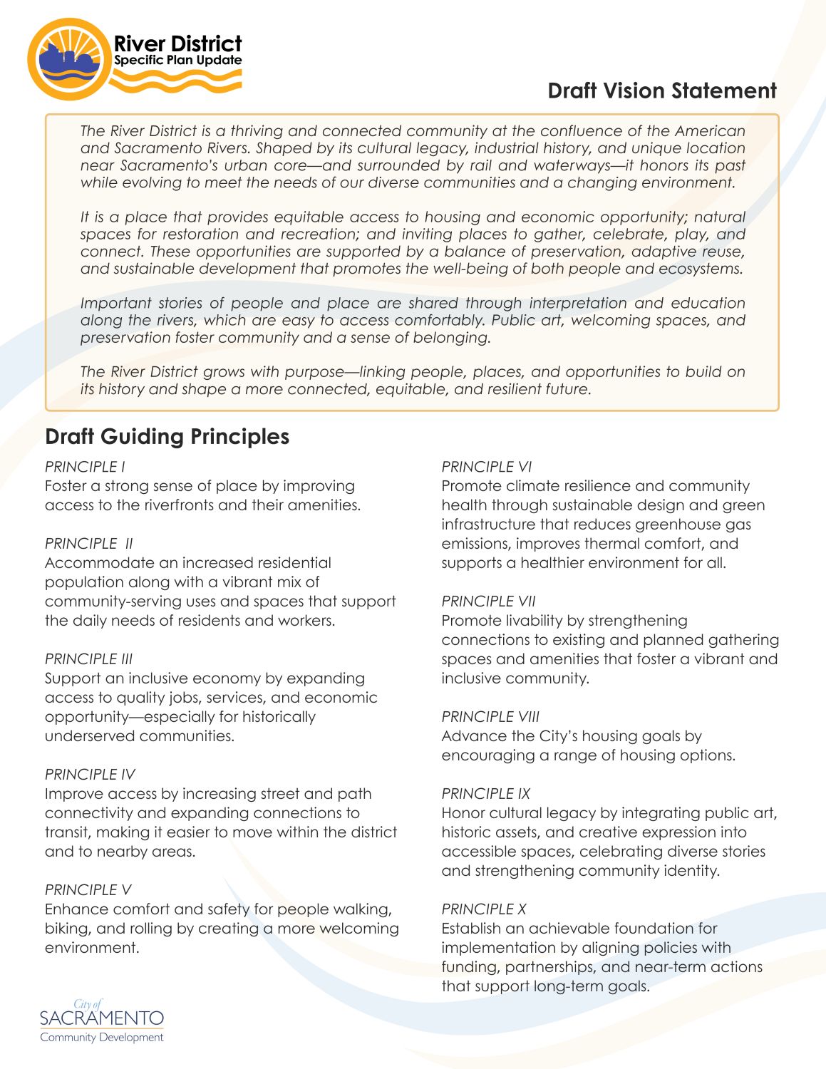Draft vision statement and general principles