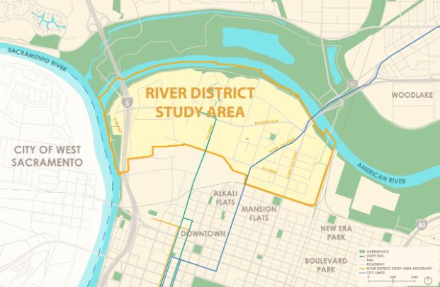Located just north of downtown and includes developed land the River District is home to a number of long-established industrial businesses, restaurants, hotels, and social services organizations.