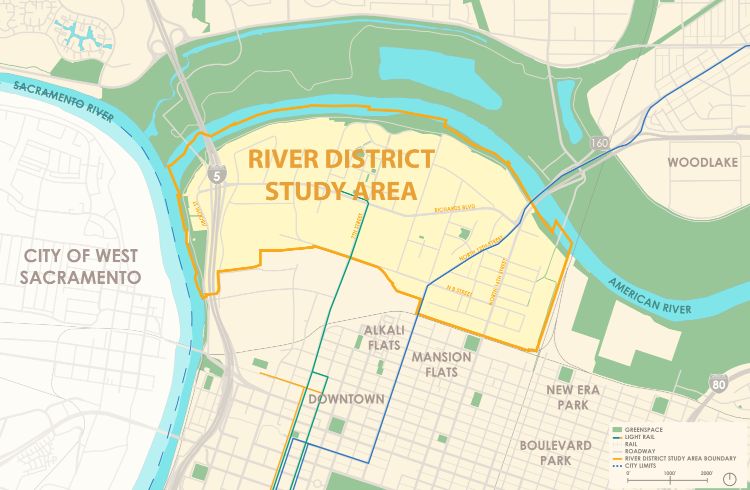 map of the river district