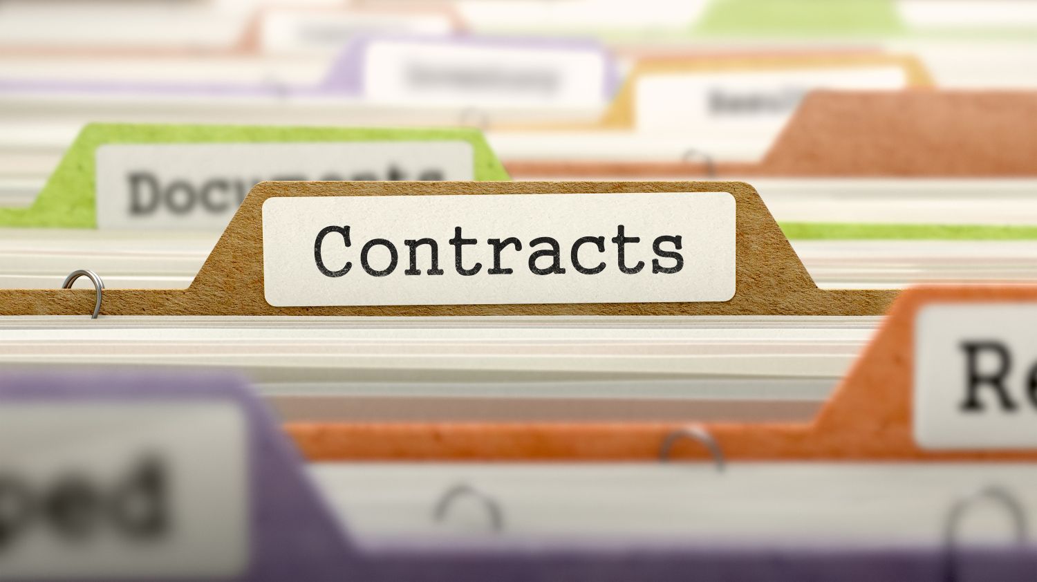 File folders with Contracts highlighted