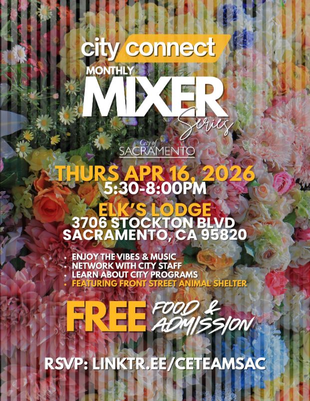 Flyer and graphics for the City Connect Mixer on April 16, 2026