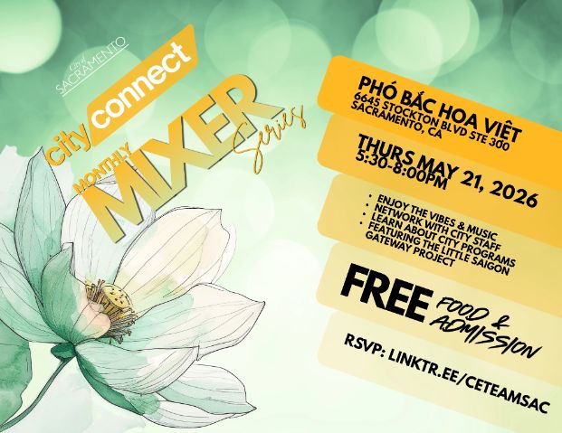 Flyer and graphics for the City Connect Mixer on May 21, 2026