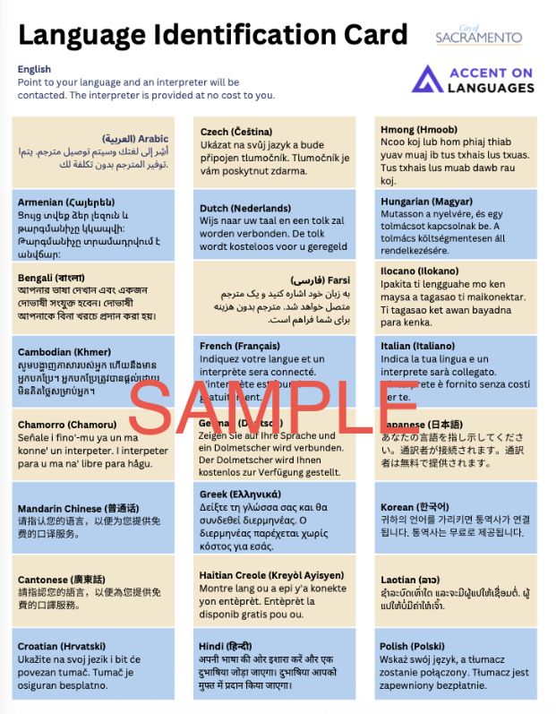 Sample Point to your Language Card