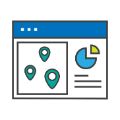 Graphic with location arrows and graph