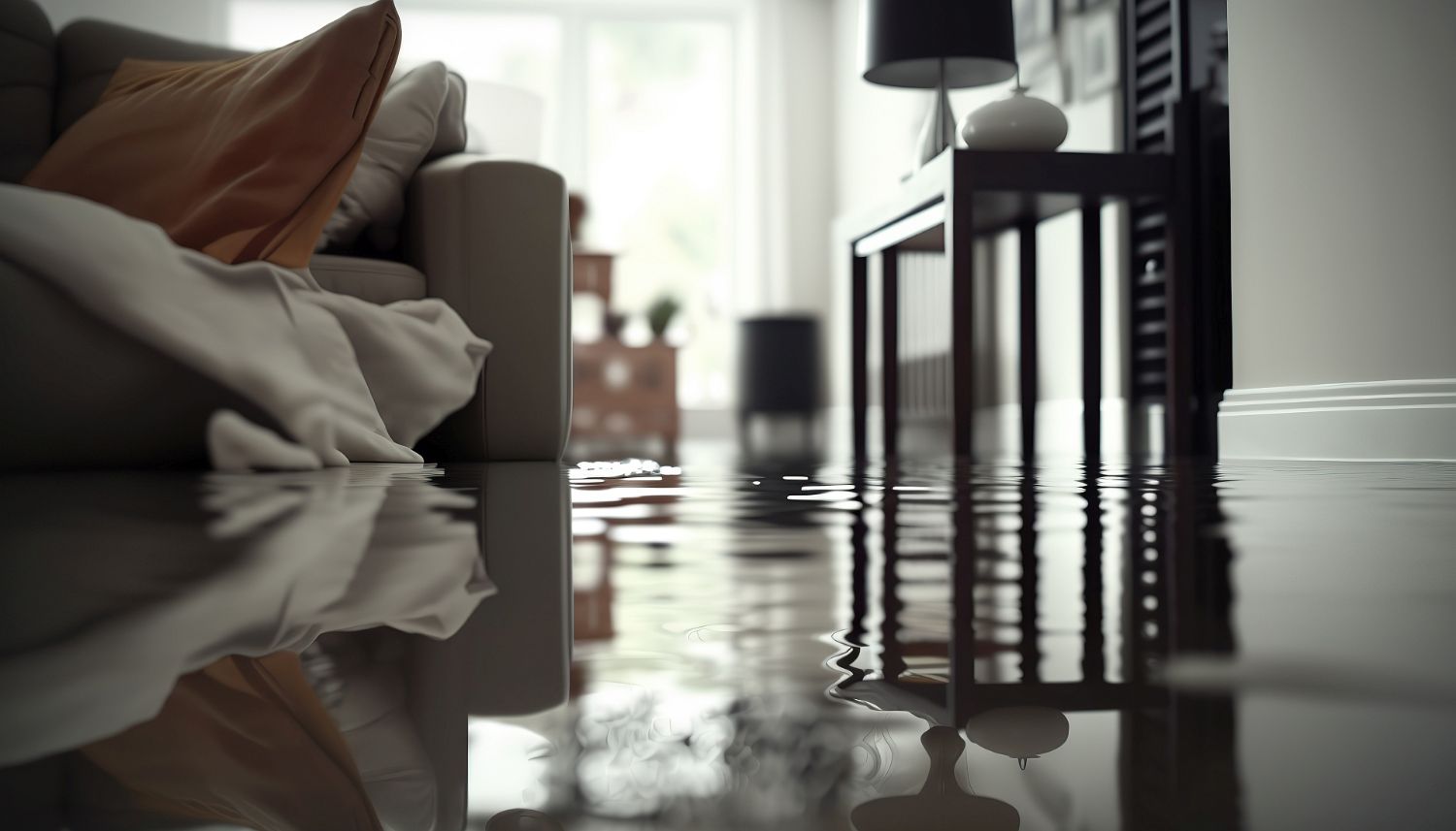 Interior of a flooded home