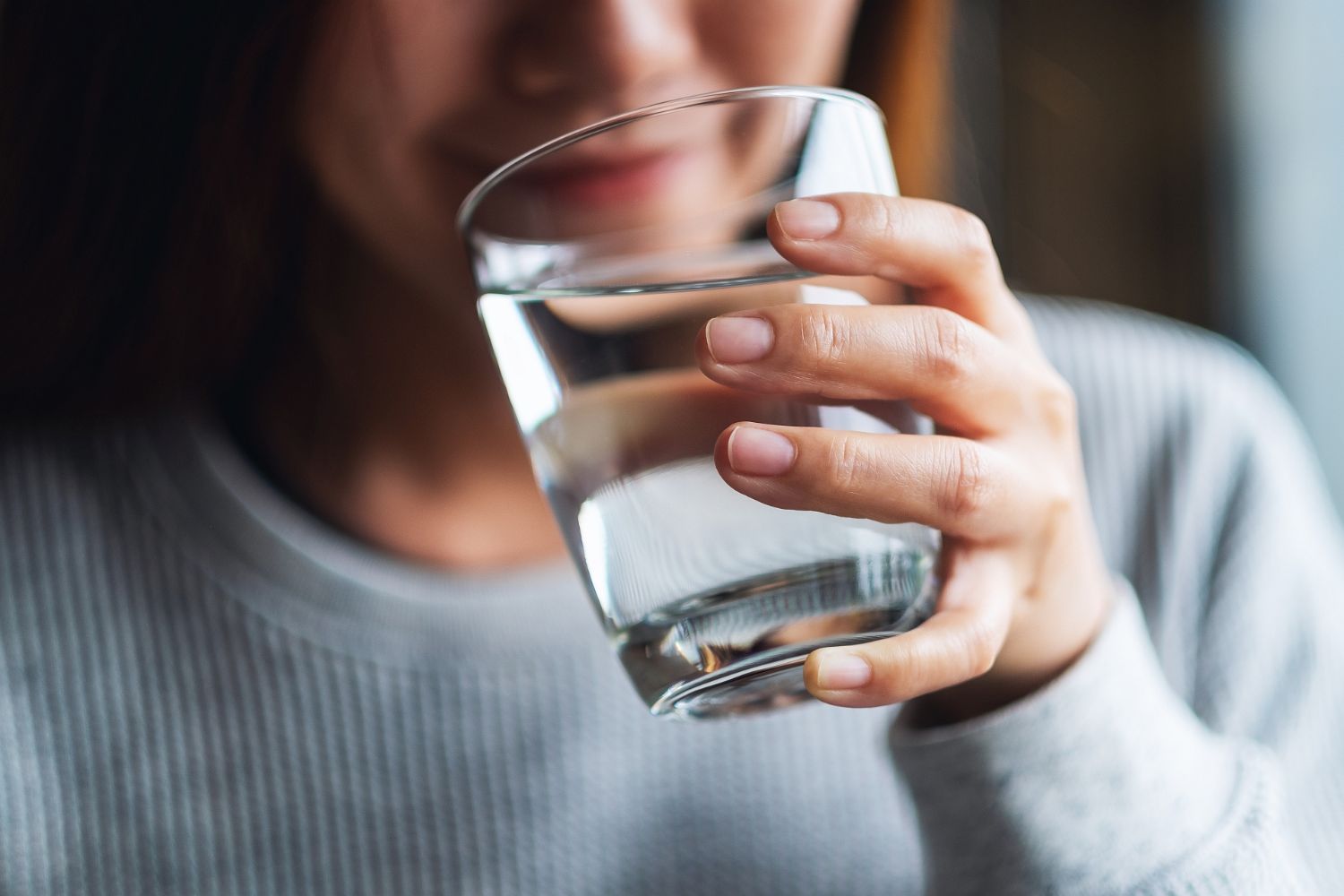 A woman drinking water