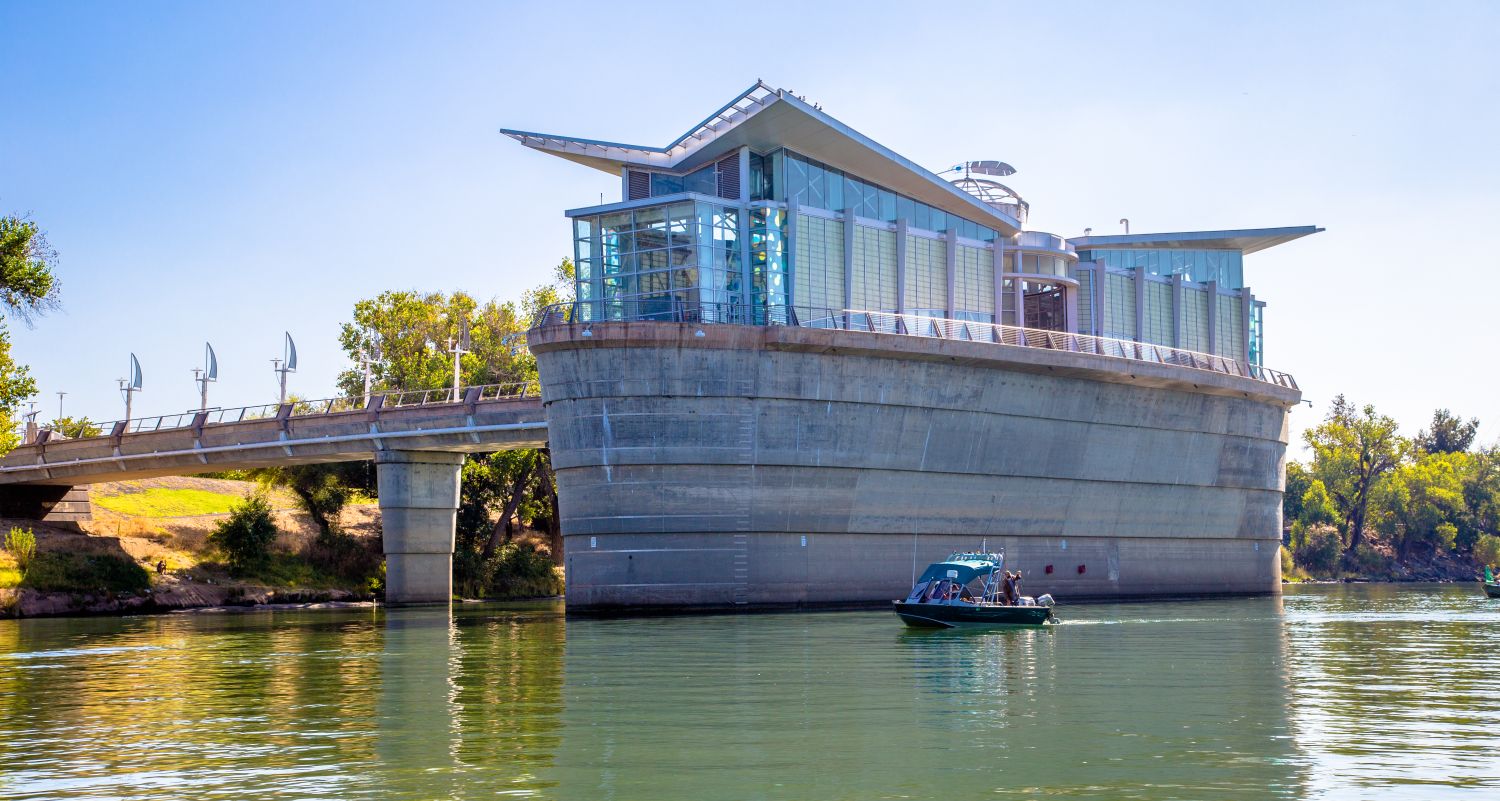 Image of a water intake facility on the Sacramento River