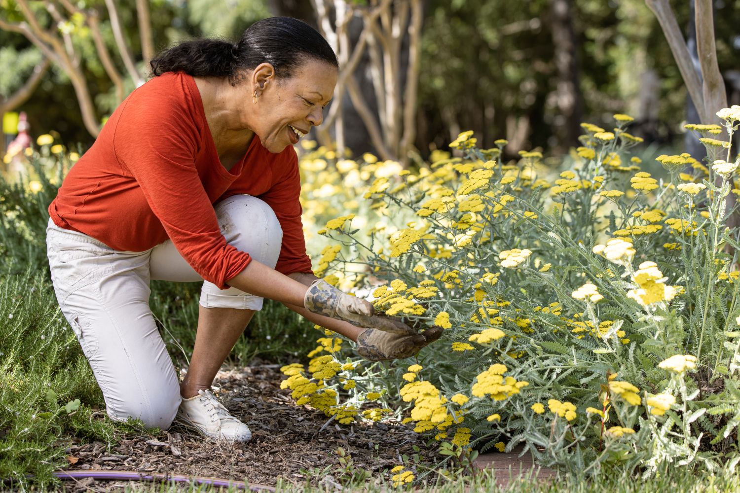 A woman gardening