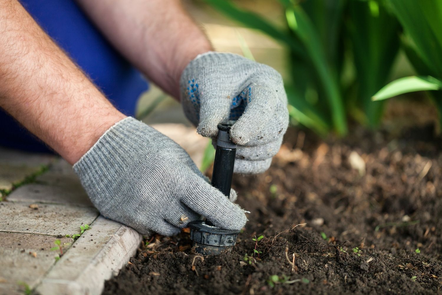 An image of hands on a sprinkler