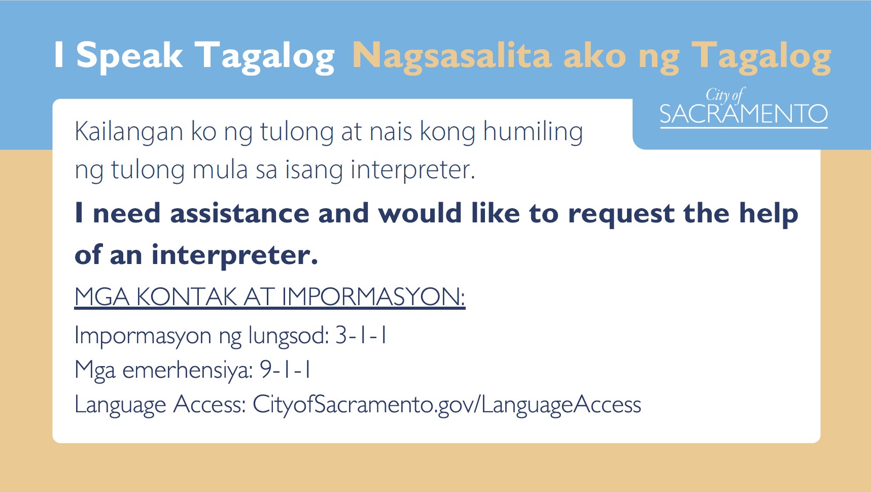 Tagalog I Speak Card