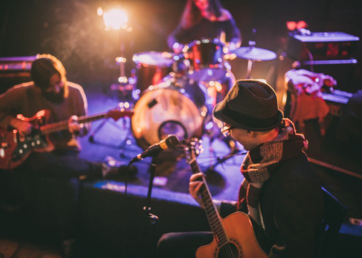 Musicians playing on stage