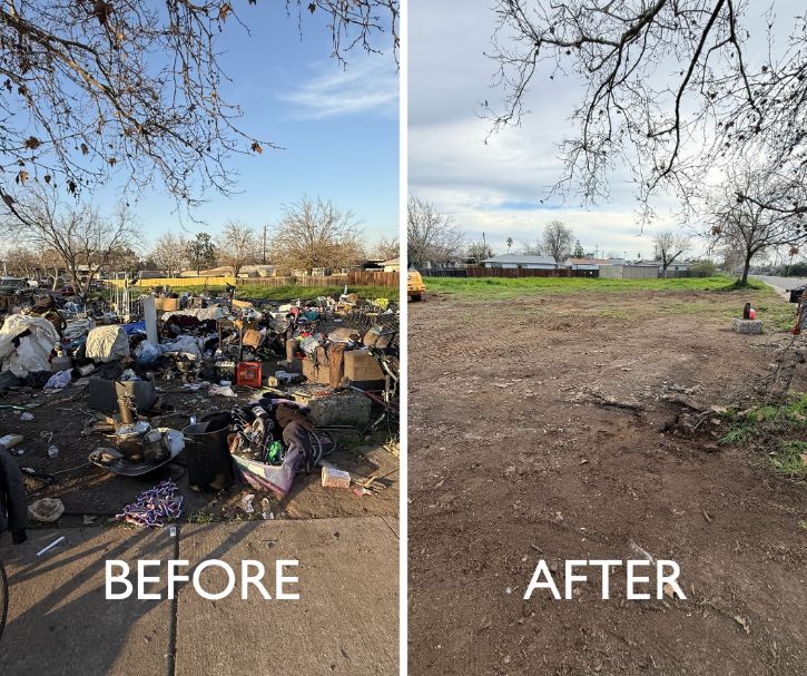 before and after pictures of junk and debris