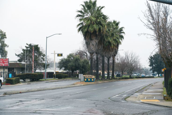 street, palm trees, streetlights, Marysville Bouldevard