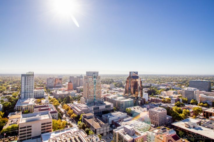Aerial view Downtown Sacramento