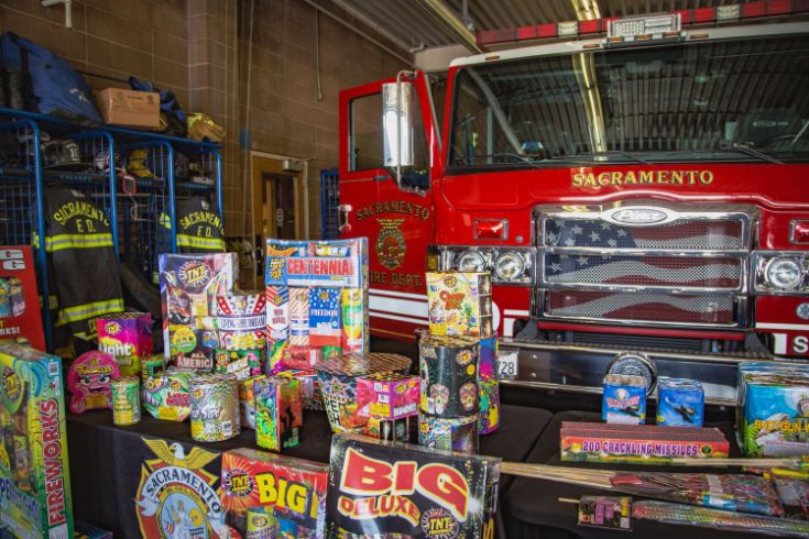 Fire truck and fireworks