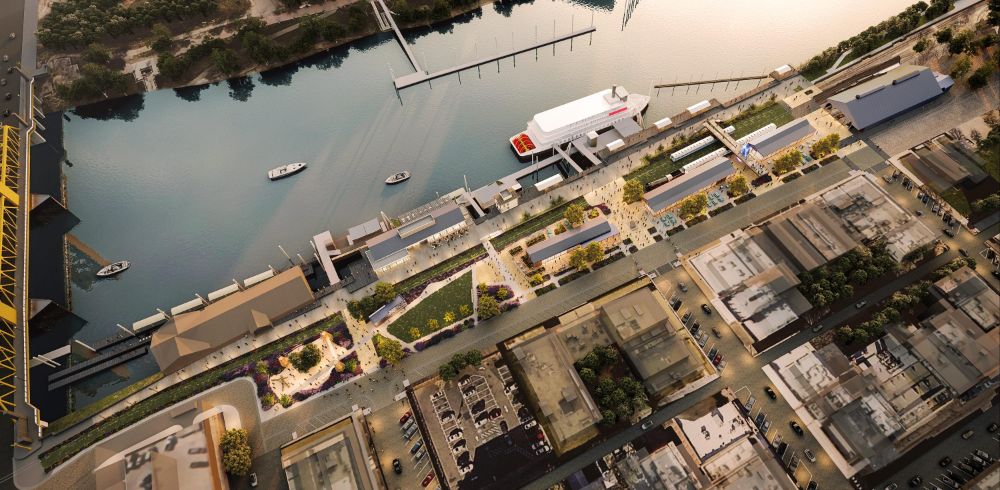 Aerial view of old sacramento waterfront