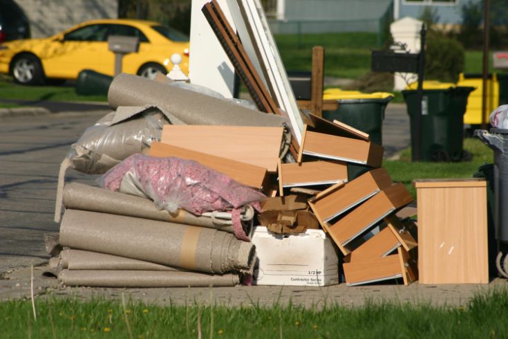 Pile of bulky items on street for pickup