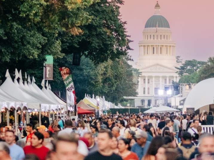 crowds, street festival, Sacramento Captiol