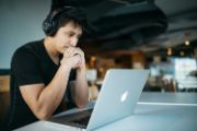 Young man on virtual call