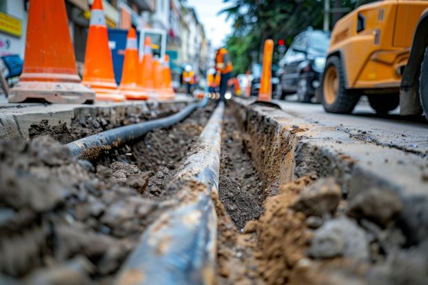 ground work for laying electrical lines in concrete