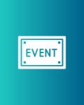Picture of a sign that says EVENT in white text on a blue gradient background 