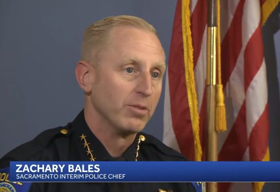 Still shot of kcra3 news story about new Interim Chief of Police Zack Bales