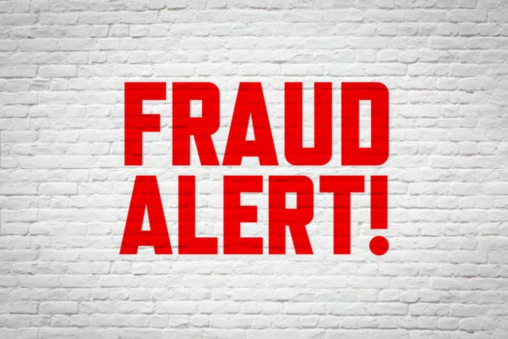 the words "Fraud Alert!" appear in red over a background of white bricks Fraud Alert  - KCRA Story Sacramento police warn about phone scam involving fake officers https://www.kcra.com/article/sacramento-police-phone-scam-fake-officers/44692966