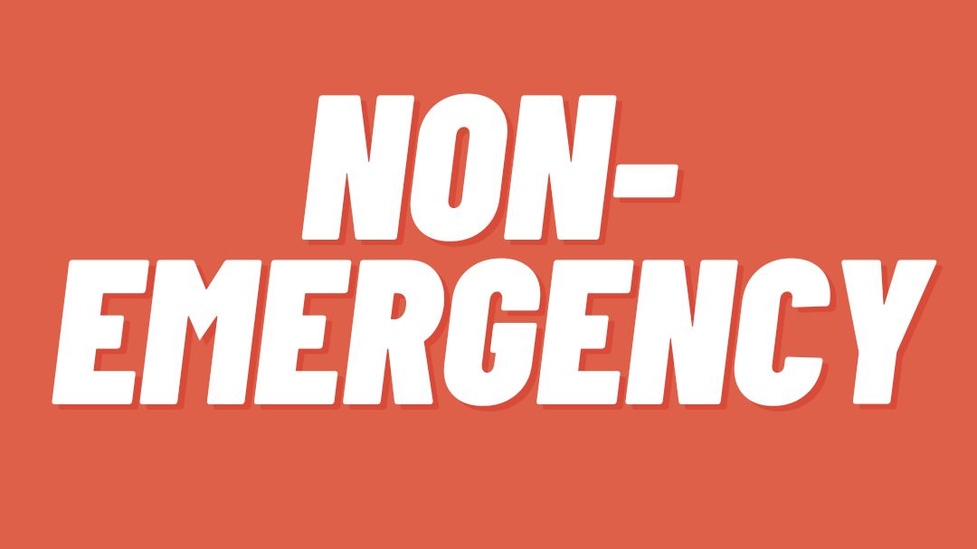 "Non-Emergecy" written in all capital, white letters over a red-orange background