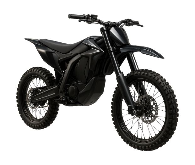 electric motocross bike featuring an aggressive fender design