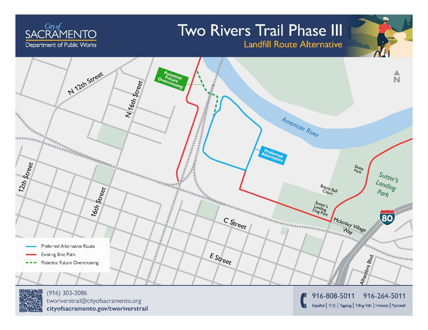 Map of Two Rivers Trail Landfill Route Alternative