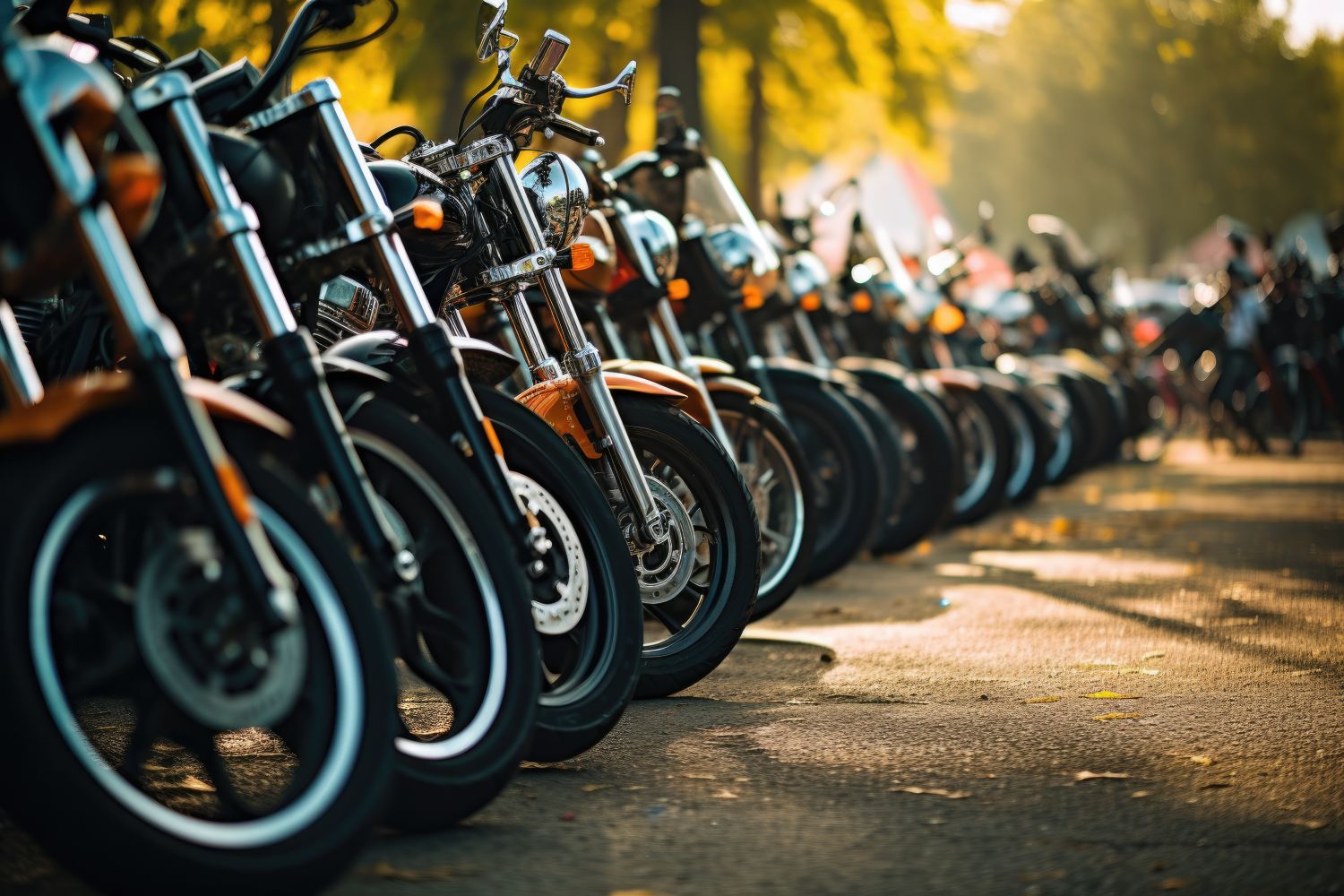 Image of a row of motorcycles parked on the street