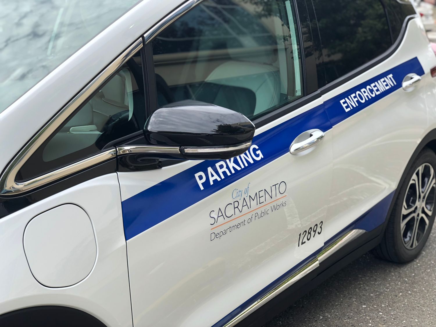 Image of driver side of City of Sacramento Parking Enforcement vehicle