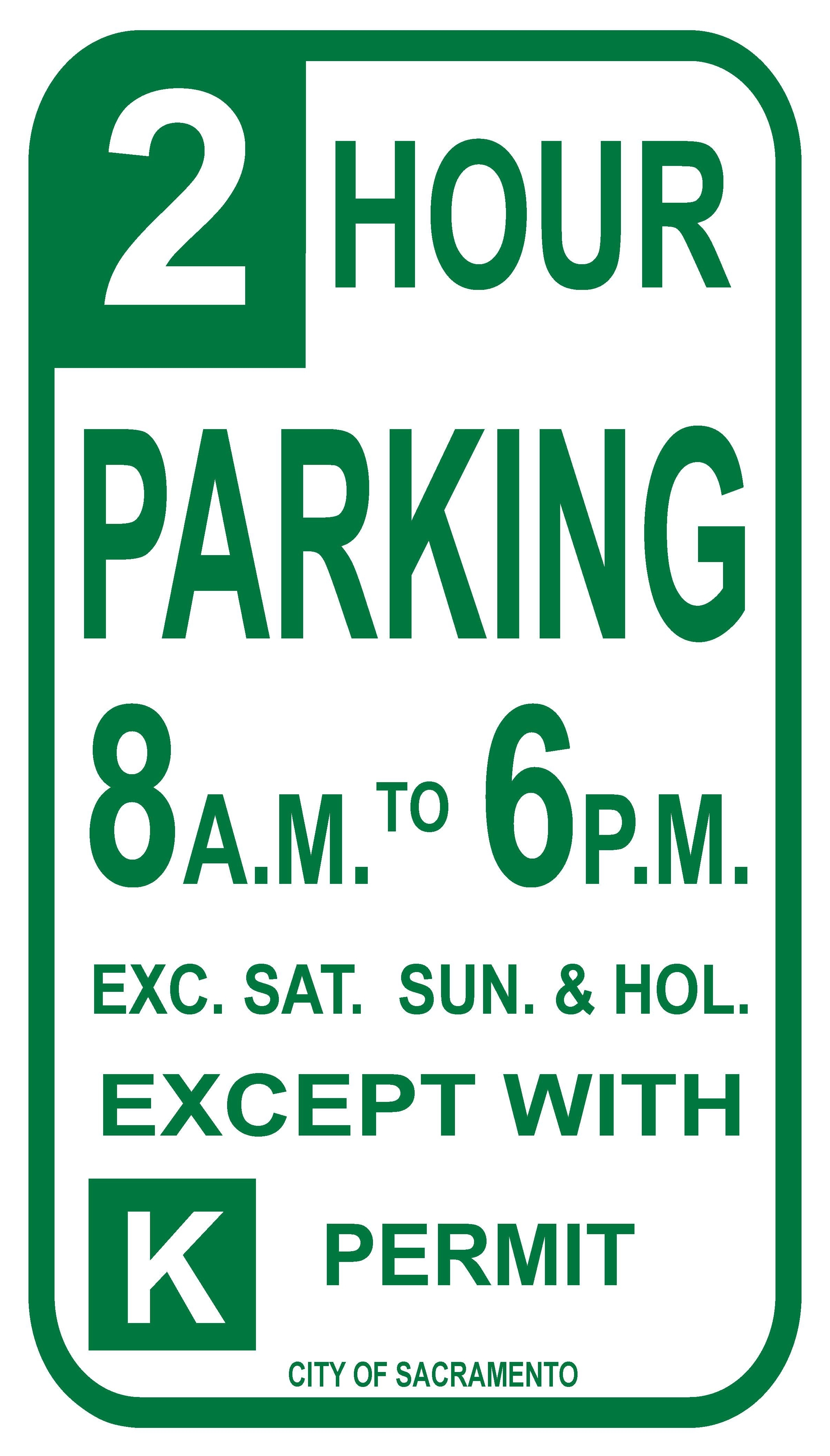 Image of green residential permit parking signage for K permit area