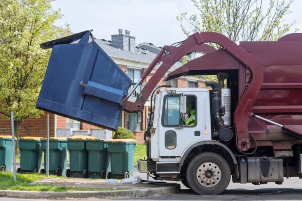 White solid waste collection vehicle  