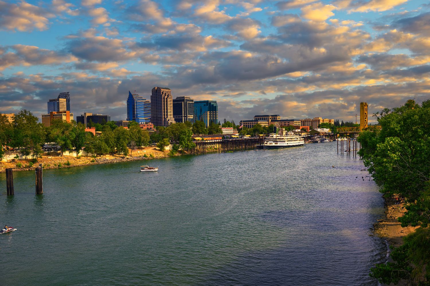 Sunset over Sacramento and river